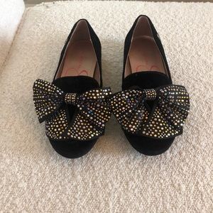 Girls jessica simpson flats with bow jewel detail